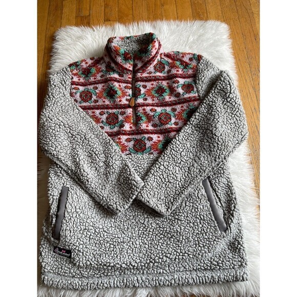 Simply Southern Size Medium Gray Turtle Sherpa Pullover - Picture 2 of 10